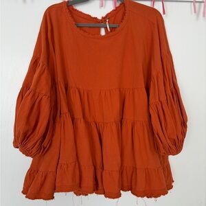 Free People Rust Tiered Blouse